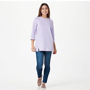 Women’s Denim & Co. Essentials Dark Pink 3/4-
Sleeve Casual Tunic Size Medium